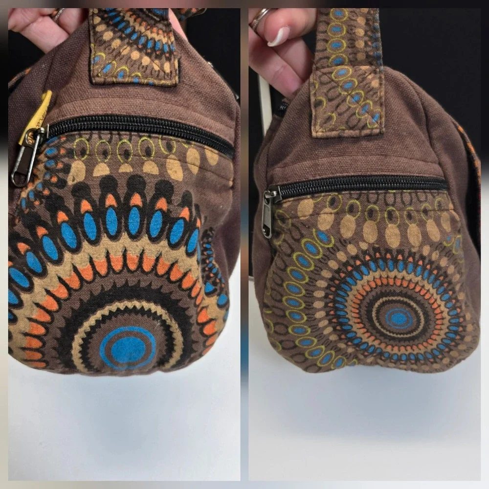 Himalaya Handmade Messenger Bag Brown Embroidered Cotton Boho Festival Nepal